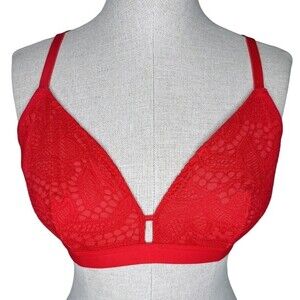 Lively | Busty Bralette * sz 1 * Palm Lace Tomato Red Comfy Wire Free Wireless